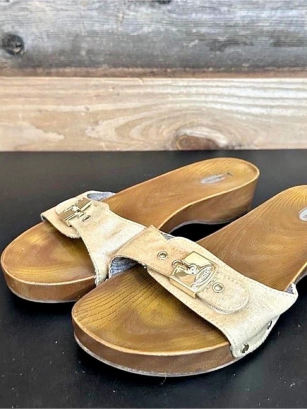 Dr. Scholl's Classic Platform Slide Sandals in Cream